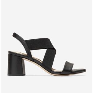 Gently Used Cole Haan Aniston Elastic Heels Sandals in Size 8; Black Leather